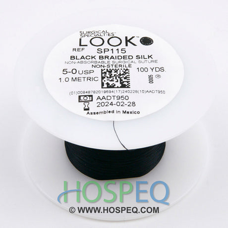 LOOK 5-0 Silk Suture Spool, Black Braid, 100 yd. MPN: SP115