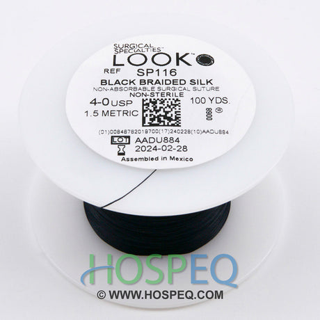 LOOK 4-0 Silk Suture Spool, Black Braid, 100 yd. MPN: SP116