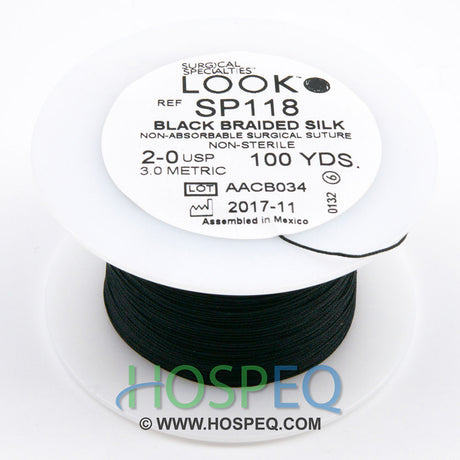 LOOK 2-0 Silk Suture Spool, Black Braid, 100 yd. MPN: SP118
