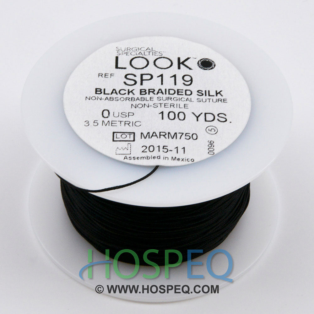 LOOK 0 Silk Suture Spool, Black Braid, 100 yd. MPN: SP119