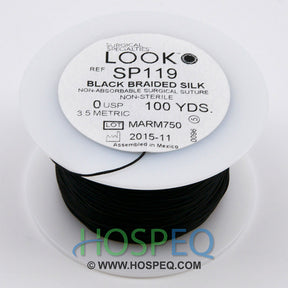 LOOK 0 Silk Suture Spool, Black Braid, 100 yd. MPN: SP119