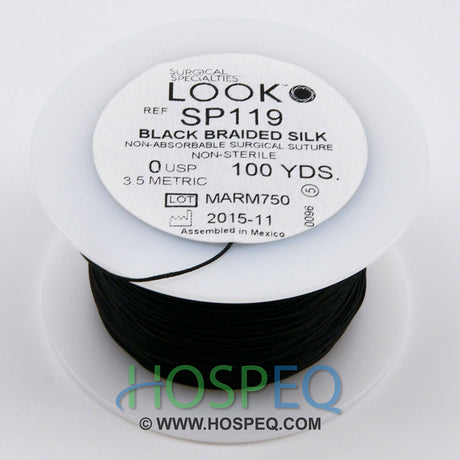 LOOK 0 Silk Suture Spool, Black Braid, 100 yd. MPN: SP119