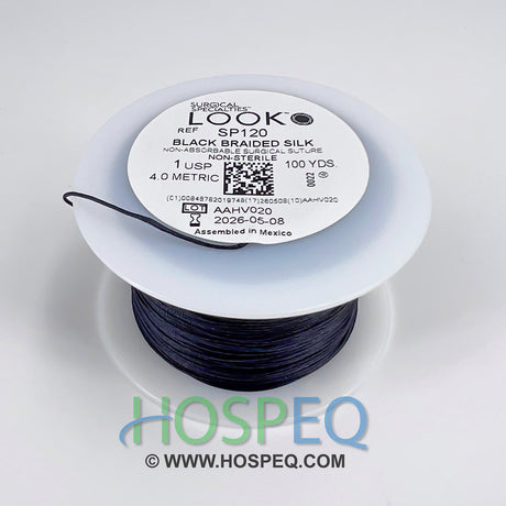 LOOK 1 Silk Suture Spool, Black Braid, 100 yd. MPN: SP120
