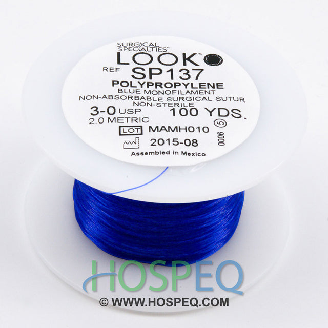 LOOK 3-0 Non-Absorbable Polypropylene Suture Spool, Blue Monofilament, 100 yd. MPN: SP137