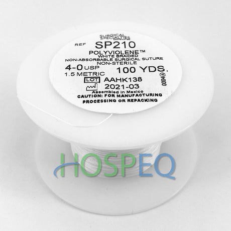LOOK 4-0 Non-Absorbable Polyviolene Suture Spool, White Braid, Uncoated, 100 yd. MPN: SP210