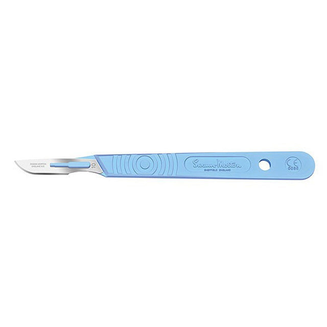 Swann Morton Disposable Scalpel, Stainless, Sterile, Size 10, Blue Handle, 10/bx. MPN: SM0501