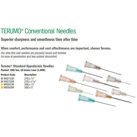 TERUMO Conventional Hypodermic Needle, 27G x 1/2", 100/bx, 10 bx/cs. MPN: NN-2713R - Image 2
