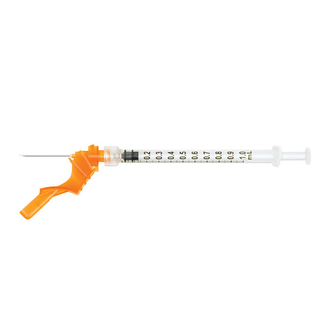TERUMO ENGAUGE 1cc Hypodermic Syringe with Safety Needle, Luer Lock, 25G x 1", 100/bx, 12 bx/cs. MPN: SENG-01L2525R