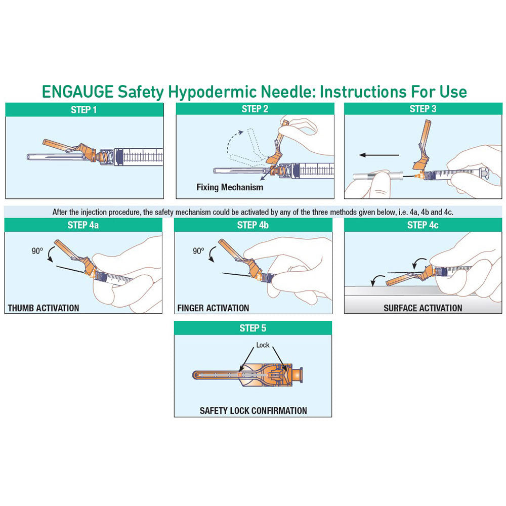 TERUMO ENGAUGE 1cc Hypodermic Syringe with Safety Needle, Luer Lock, 25G x 1", 100/bx, 12 bx/cs. MPN: SENG-01L2525R - Image 3