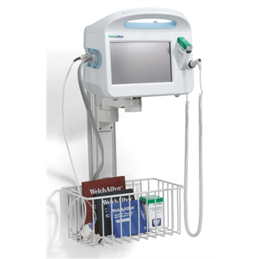Wall mount with basket, for Welch Allyn CONNEX, LXI, SPOT Monitors. MPN: 4701-62