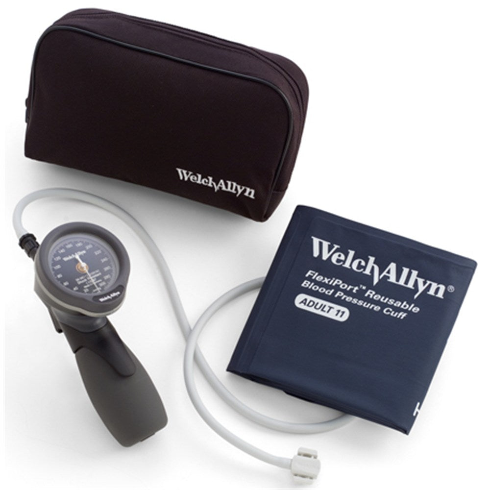 Welch Allyn TYCOS Gold Series DS66 Trigger Aneroid, Durable One-Piece LARGE ADULT FlexiPort Cuff and Case. MPN: 5098-28