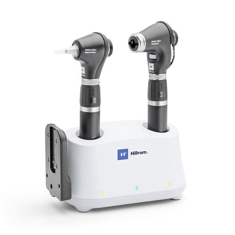Welch Allyn 3.5V Diagnostic Set: PanOptic Plus LED Ophthalmoscope, MacroView Plus LED Otoscope for iExaminer, Universal Desk Charger, (2) Li-Ion USB Handles. MPN: 71-PM3LDE-US