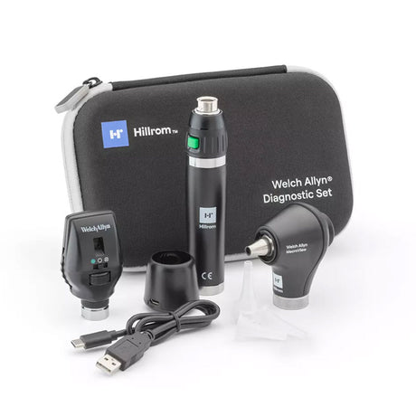 Welch Allyn 3.5V Diagnostic Set: Coaxial LED Ophthalmoscope, MacroView Basic LED Otoscope, Li-Ion USB Handle, Hard Case. MPN: 71-SM2LXU