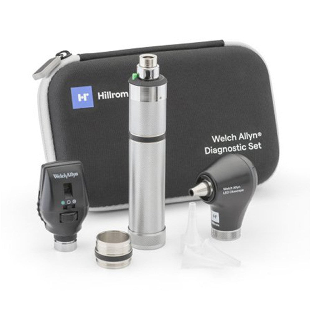 Welch Allyn 3.5V Diagnostic Set: Coaxial LED Ophthalmoscope, Basic Diagnostic Otoscope, NiCad Handle, Hard Case. MPN: 71-SS2CXX