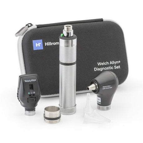 Welch Allyn 3.5V Diagnostic Set: Coaxial LED Ophthalmoscope, Basic Diagnostic Otoscope, NiCad Handle, Hard Case. MPN: 71-SS2CXX