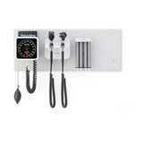 Welch Allyn 777 Integrated Wall System: Coaxial LED Ophthalmoscope, MacroView Basic LED Otoscope, Sphyg, Specula Dispenser. MPN: 777-SM2WAX