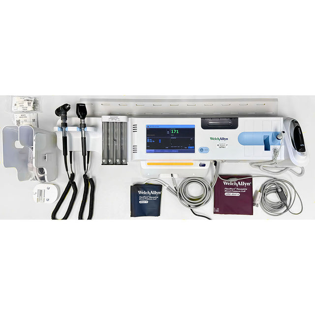 Welch Allyn CONNEX Wall System: Nellcor SpO2, Otoscope, Ophthalmoscope, SureTemp Plus, BRAUN ThermoScan PRO 4000 (OPEN BOX/DEMO). MPN: 85NTVE3-USOB