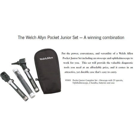 Welch Allyn Pocket Junior Diagnostic Set with Otoscope, Ophthalmoscope, and Carrying Case. MPN: 95001 - Image 2