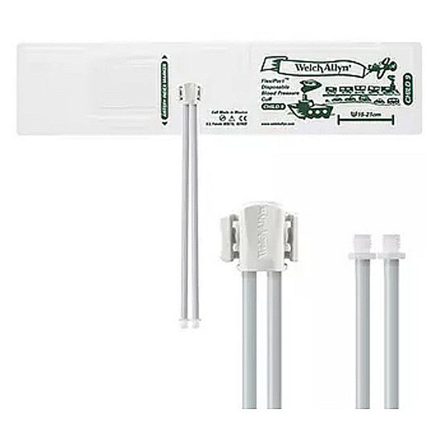 Welch Allyn FlexiPort Disposable Blood Pressure Cuff; Size-09 Child, 2-Tubes, Male Screw Connectors; 20/pack. MPN: SOFT-09-2SC