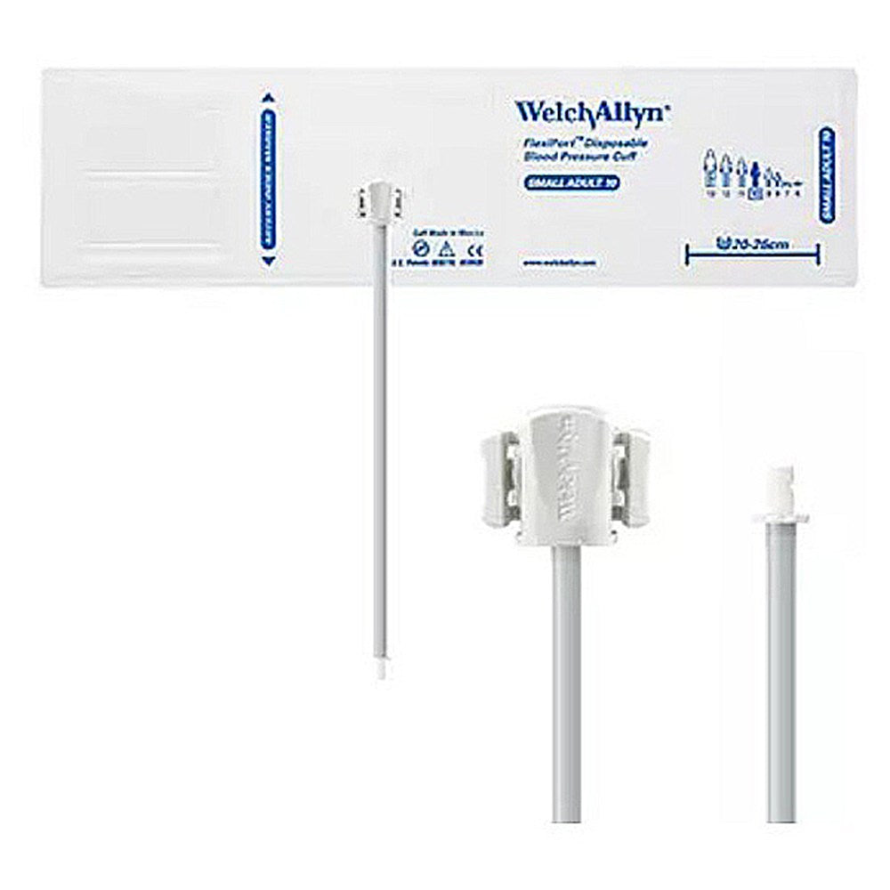 Welch Allyn FlexiPort Disposable Blood Pressure Cuff; Size-10 Small Adult, 1-Tube, Male Bayonet Connector; 20/pack. MPN: SOFT-10-1HP