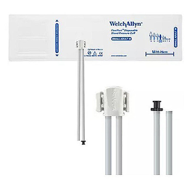 Welch Allyn FlexiPort Disposable Blood Pressure Cuff; Size-10 Small Adult, 2-Tubes , Tri-Purpose Connectors; 20/pack. MPN: SOFT-10-2TP
