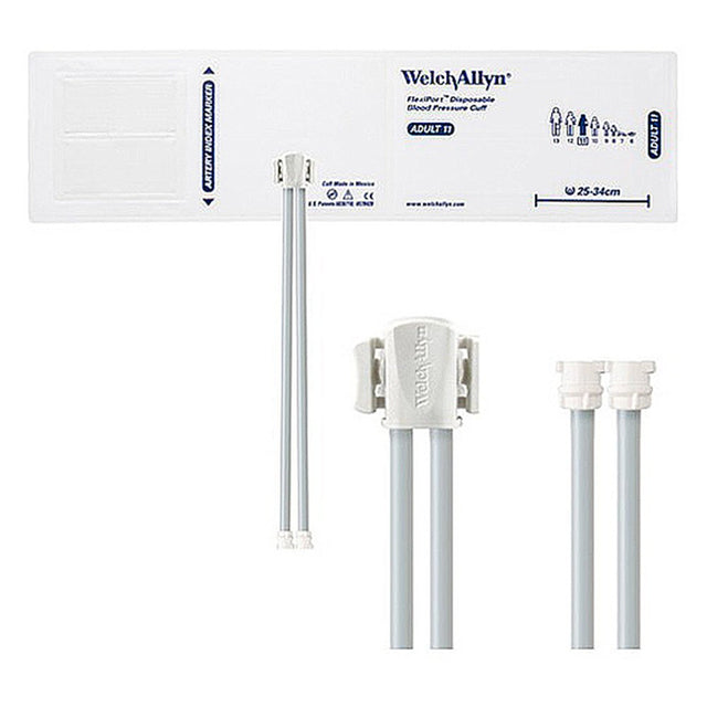Welch Allyn FlexiPort Disposable Blood Pressure Cuff; Size-11 Adult, 2-Tubes, Female Locking Connectors; 20/pack. MPN: SOFT-11-2MQ