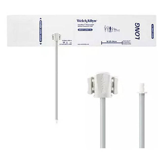 Welch Allyn FlexiPort Disposable Blood Pressure Cuff; Size-11L Adult Long, 1-Tube, Male Bayonet Connector; 20/pack. MPN: SOFT-11L-1HP
