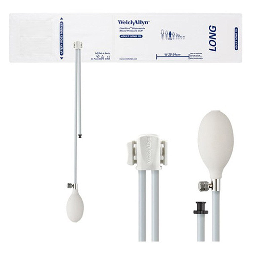 Welch Allyn FlexiPort Disposable Blood Pressure Inflation System: Size-11L Adult Long, 2-Tubes, Tri-Purpose Connector, 20/pack. MPN: SOFT-11L-2BV