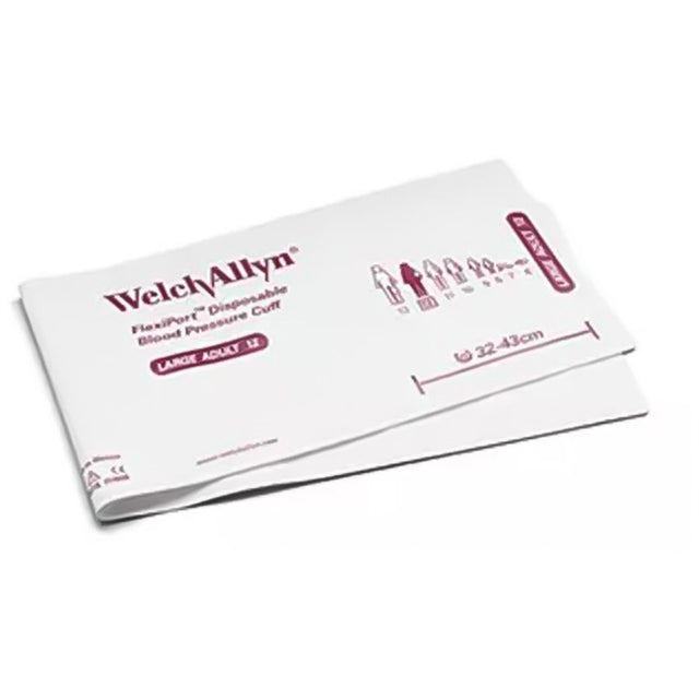 Welch Allyn FlexiPort Disposable Blood Pressure Cuff; Size-12 Large Adult, No Tubes or Connectors; 20/pack. MPN: SOFT-12