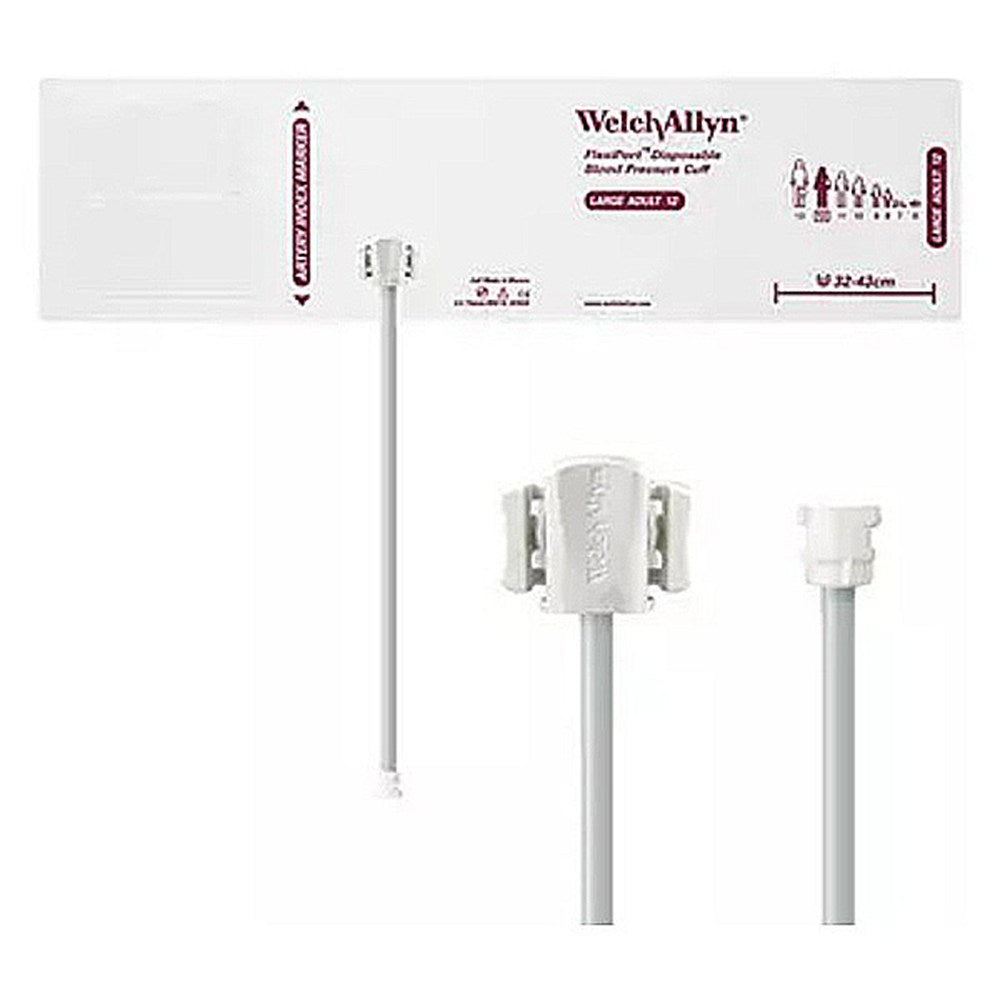 Welch Allyn FlexiPort Disposable Blood Pressure Cuff; Size-12 Large Adult, 1-Tube, Female Locking Connector; 20/pack. MPN: SOFT-12-1MQ
