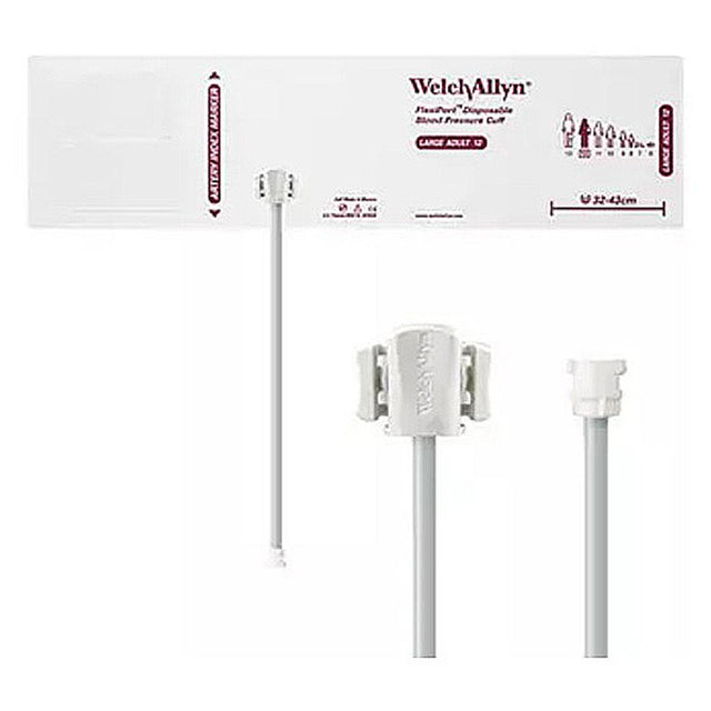 Welch Allyn FlexiPort Disposable Blood Pressure Cuff; Size-12 Large Adult, 1-Tube, Female Locking Connector; 20/pack. MPN: SOFT-12-1MQ