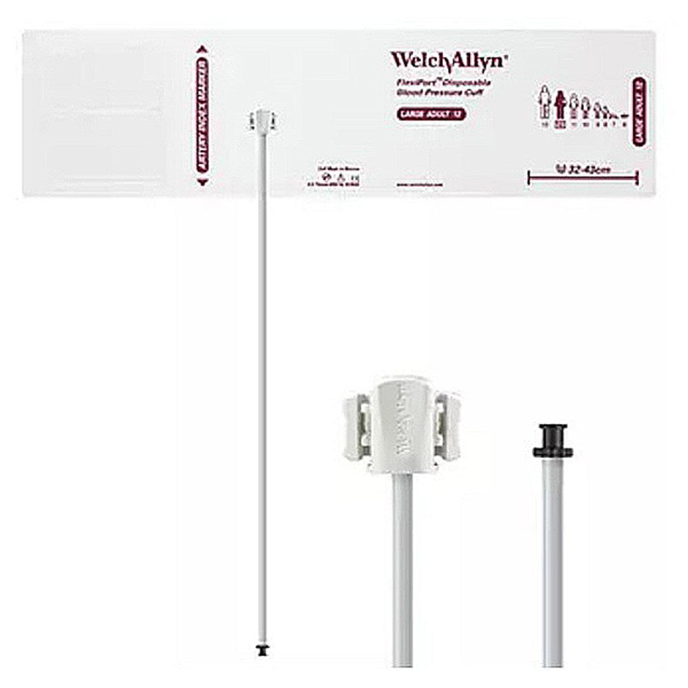 Welch Allyn FlexiPort Disposable Blood Pressure Cuff; Size-12 Large Adult, 1-Tube, Tri-Purpose Connector; 20/pack. MPN: SOFT-12-1TP
