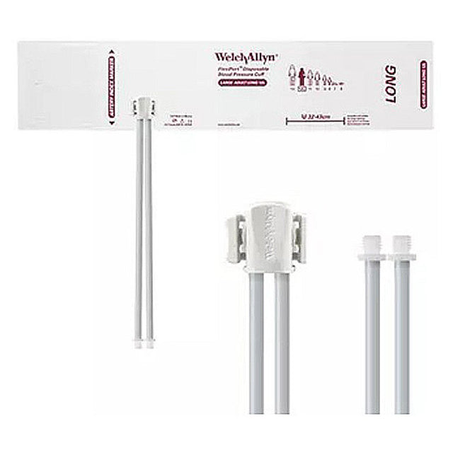 Welch Allyn FlexiPort Disposable Blood Pressure Cuff; Size-12L Large Adult Long, 2-Tubes, Male Screw Connectors; 20/pack. MPN: SOFT-12L-2SC