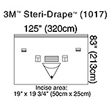 3M STERI-DRAPE Patient Isolation Drape, 125" x 83", Incise Film & Pouch, 1 Exit Port. MFID: 1017 (USA ONLY)