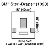 3M STERI-DRAPE Ophthalmic Small Drape with Incise Film & Pouch, 15" x 19". MFID: 1023 (USA ONLY)