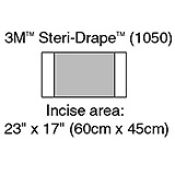 3M STERI-DRAPE Incise Drape, Overall 32" x 17", Incise 23" x 17", 10/box, 4 box/case. MFID: 1050 (USA ONLY)
