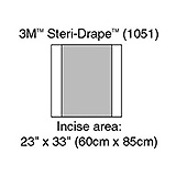 3M STERI-DRAPE Incise Drape, Overall 32" x 33", Incise 23" x 33", 10/box, 4 box/case. MFID: 1051 (USA ONLY)