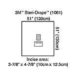 3M STERI-DRAPE Ophthalmic Medium Drape with Incise Film & Pouch, 51" x 51", 10/box, 4 box/case. MFID: 1061 (USA ONLY)
