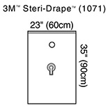 3M STERI-DRAPE Urology Drape, 23" x 95", Adhesive Strip, 2" Circle Aperture, Finger Cot. MFID: 1071 (USA ONLY)