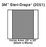 3M STERI-DRAPE 2 Incise Drape, Overall 35" x 33", Incise 23" x 33", 10/box, 4 box/case. MFID: 2051 (USA ONLY)