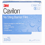 3M Cavilon No Sting Barrier Film, Wipes, 1.0mL, 25/box, 4 box/case. MFID: 3344 (USA ONLY)