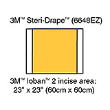 3M IOBAN 2 Incise Drape, Overall 35" x 23", Incise 23" x23", 10/box, 4 box/case. MFID: 6648EZ (USA ONLY)