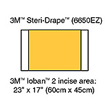 3M IOBAN 2 Incise Drape, Overall 60cm x 45cm, Incise 23" x 17", 10/box, 4 box/case. MFID: 6650EZ (USA ONLY)