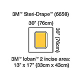 3M STERI-DRAPE Surgical Drape Pouch, 30" x 30", Incise 13" x 17", 5/box, 4 box/case. MFID: 6658 (USA ONLY)