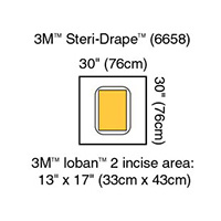 3M STERI-DRAPE Surgical Drape Pouch, 30" x 30", Incise 13" x 17", 5/box, 4 box/case. MFID: 6658