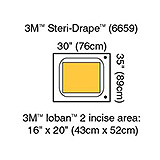 3M STERI-DRAPE Surgical Drape Pouch, 30" x 35", Incise 16" x 20", 5/box, 4 box/case. MFID: 6659 (USA ONLY)