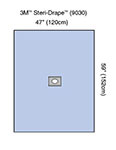 3M STERI-DRAPE Adhesive Aperture Drape, 59" x 47", Centered Oval Aperture, 20/box, 4 box/case. MFID: 9030 (USA ONLY)