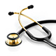 ADC ADSCOPE 603 Clinician Adult Stethoscope, Gold Finish , Black Tubing. MFID: 603GP