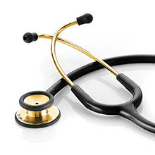 ADC ADSCOPE 603 Clinician Adult Stethoscope, Gold Finish , Black Tubing. MFID: 603GP
