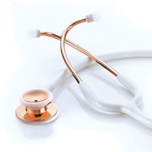 ADC ADSCOPE 603 Clinician Adult Stethoscope, Rose Gold , White. MFID: 603RGW